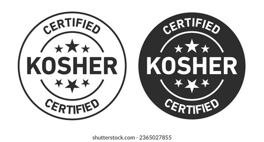 Kosher certified Icons set in black filled and outlined.