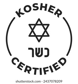 Kosher certified label. Kosher food vector icon isolated.