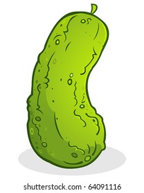 Kosher Dill Pickle Cartoon Illustration