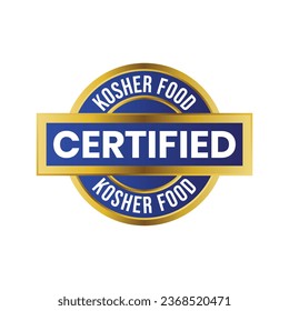 Kosher Food Certified Badge, Rubber Stamp, Emblem, 100 Percent Kosher Product Certified Logo, Label, Food Product Design Elements, Kosher Restaurant For Judaism Vector Illustration