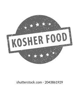 Kosher food concept. stamp rubber. Gray round grunge vintage kosher food sign for your design. EPS10. 