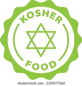 Kosher Food Green Stamp Outline Badge Icon Label Isolated Rounded Vector On Transparent Background