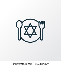 Kosher Food Icon Line Symbol. Premium Quality Isolated Meal Element In Trendy Style.