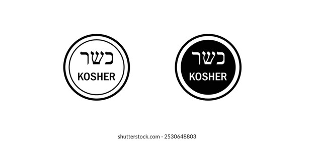 Kosher food product icon. Natural Jewish food Natural line and flat icons set, editable stroke isolated on white, linear vector outline illustration, symbol logo design style