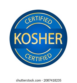 Kosher Food Products Label, Badge Or Logo. Vector Kosher Sign Certificate Tag. Round Icon. Sticker Design. Halal