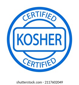 Kosher Food Products Label, Badge Or Logo. Vector Kosher Sign Certificate Tag. Round Icon. Sticker Design.