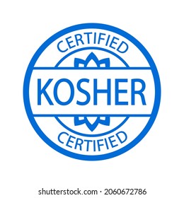 Kosher Food Products Stamp, Badge Or Logo. Vector Kosher Sign Certificate Tag. Round Icon. Sticker Design. Halal