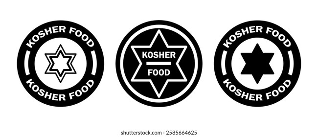 Kosher food vector icon circle sign. Kosher food stamp. Badge for Jewish products