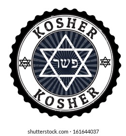 Kosher grunge rubber stamp on white, vector illustration