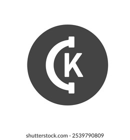 Icono Kosher para el paquete. Marca de la etiqueta engomada del Producto de Kashrut en el círculo negro. Vector	