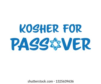 Kosher for passover Blue vector symbol with star of David on White background