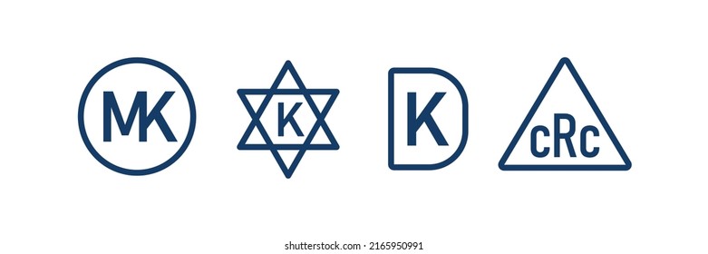 Kosher Symbols  Set. Icon For Packaging. Kashrut Natural Product. Vector Illustration On White Background