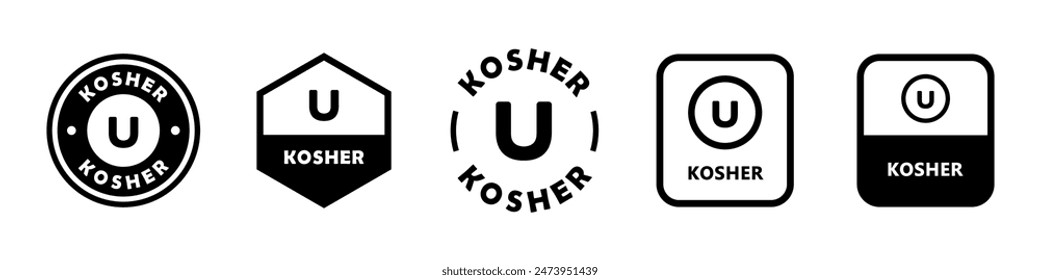 Kosher - Señales de Vector para la etiqueta del embalaje del producto.