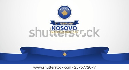 Kosovan waving flag banner on white background template for Kosovo independence day