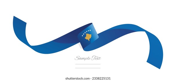 Kosovar flag ribbon vector illustration. Kosovo flag ribbon on abstract isolated on white color background