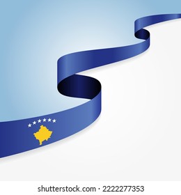 Kosovar flag wavy abstract background. Vector illustration.