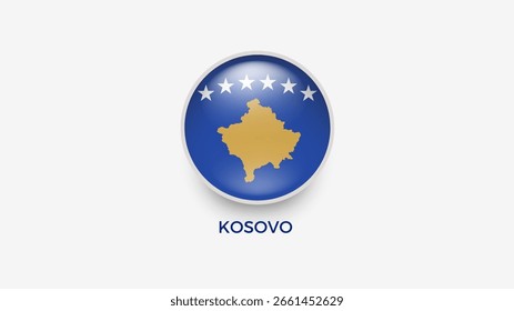 Ilustrador de Vector de bandera 3d de Kosovo