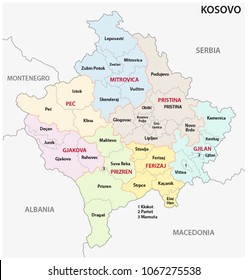 kosovo administrative and political vector map