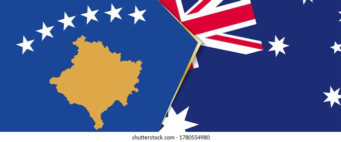 Kosovo and Australia flags, two vector flags symbol of relationship or confrontation.