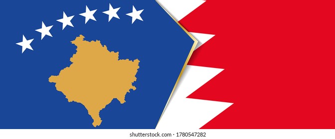 Kosovo and Bahrain flags, two vector flags symbol of relationship or confrontation.