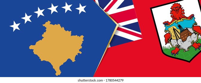 Banderas de Kosovo y las Bermudas, dos banderas vectoriales símbolo de relación o enfrentamiento.