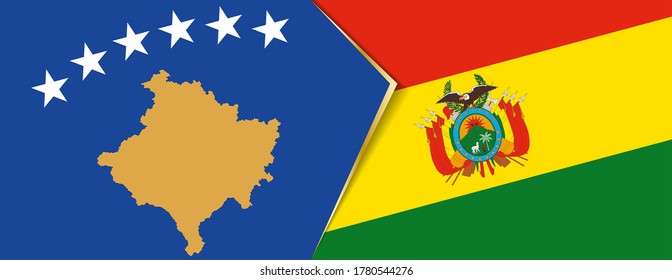 Kosovo and Bolivia flags, two vector flags symbol of relationship or confrontation.
