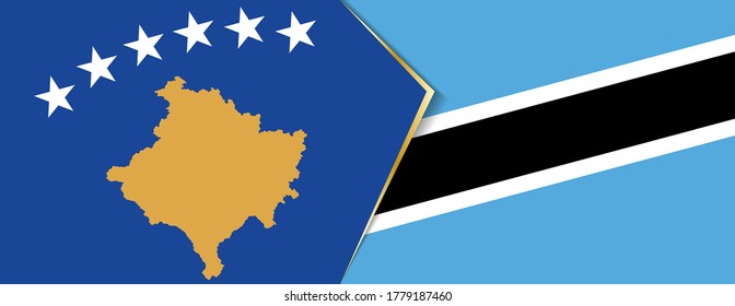 Banderas de Kosovo y Botswana, dos banderas vectoriales símbolo de relación o enfrentamiento.