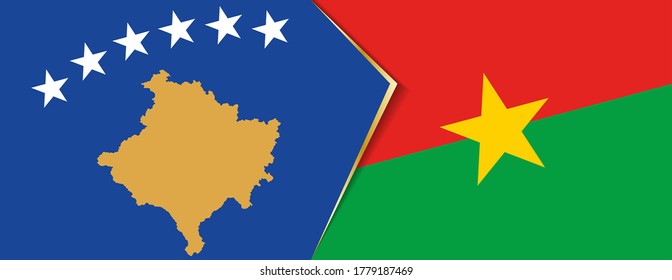 Kosovo and Burkina Faso flags, two vector flags symbol of relationship or confrontation.