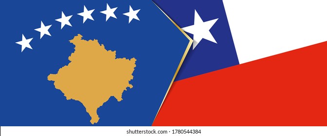 Kosovo and Chile flags, two vector flags symbol of relationship or confrontation.