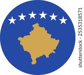 Kosovo Circle Flag, Circle Flag of Kosovo, Vector Images