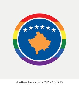 Kosovo country flag circle - lgbt flag graphic element Illustration template design
