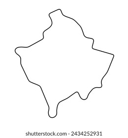 Kosovo country simplified map. Thin black outline contour. Simple vector icon