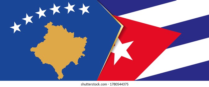 Kosovo and Cuba flags, two vector flags symbol of relationship or confrontation.