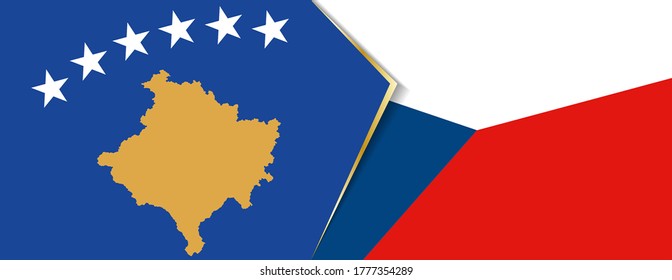 Kosovo and Czech Republic flags, two vector flags symbol of relationship or confrontation.