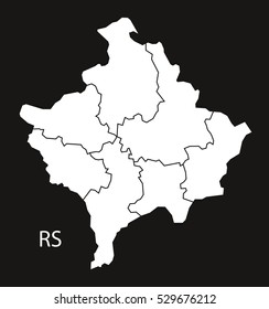 Kosovo districts Map black white