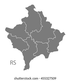 Kosovo districts Map grey