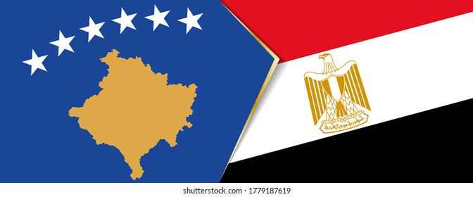 Kosovo and Egypt flags, two vector flags symbol of relationship or confrontation.