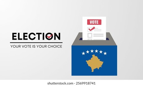  Kosovo election 2025 concept, democracy, flag. Vector icon illustration