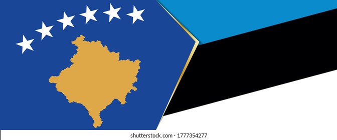 Banderas de Kosovo y Estonia, dos banderas vectoriales símbolo de relación o enfrentamiento.