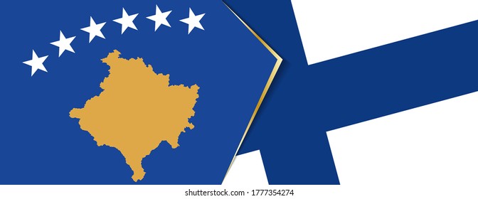 Die Flaggen des Kosovo und Finnlands, zwei Vektorflaggen Symbol für Beziehung oder Konfrontation.