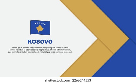 Plantilla de diseño de fondo de resumen de la bandera de Kosovo. Ilustración de vectores de caricaturas del Día de la Independencia de Kosovo. Caricatura de Kosovo