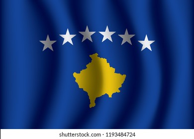 Kosovo flag background with cloth texture. Kosovo Flag vector illustration eps10.