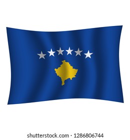 Kosovo flag background with cloth texture. Kosovo Flag vector illustration eps10. - Vector