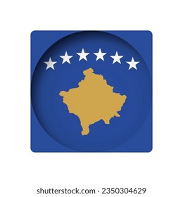 Bandera de Kosovo - detrás del agujero de papel circular con sombra interior.