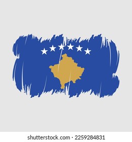 Kosovo Flag Brush Strokes Vector