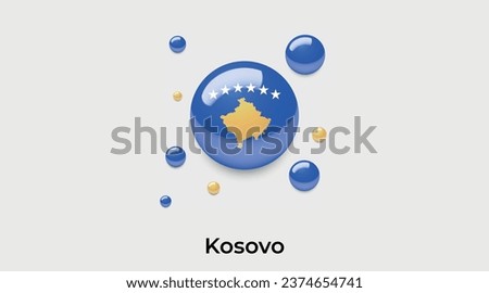 Kosovo flag bubble circle round shape icon colorful vector illustration