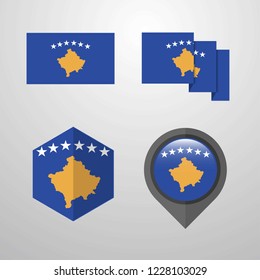 Kosovo flag design set vector