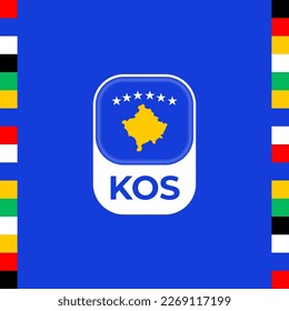 kosovo flag euro, european  football 2024 tournament.