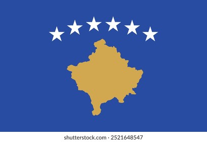 Projeto e ilustração do vetor plano da bandeira do Kosovo , Bandeira nacional do país do Kosovo