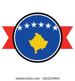 Kosovo flag in glossy round button of icon. 
flag logo of Kosovo emblem isolated on white background, Kosovo national concept sign, Vector illustration.